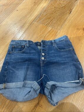 GAP Rolled Hem Dark Blue Denim Shorts